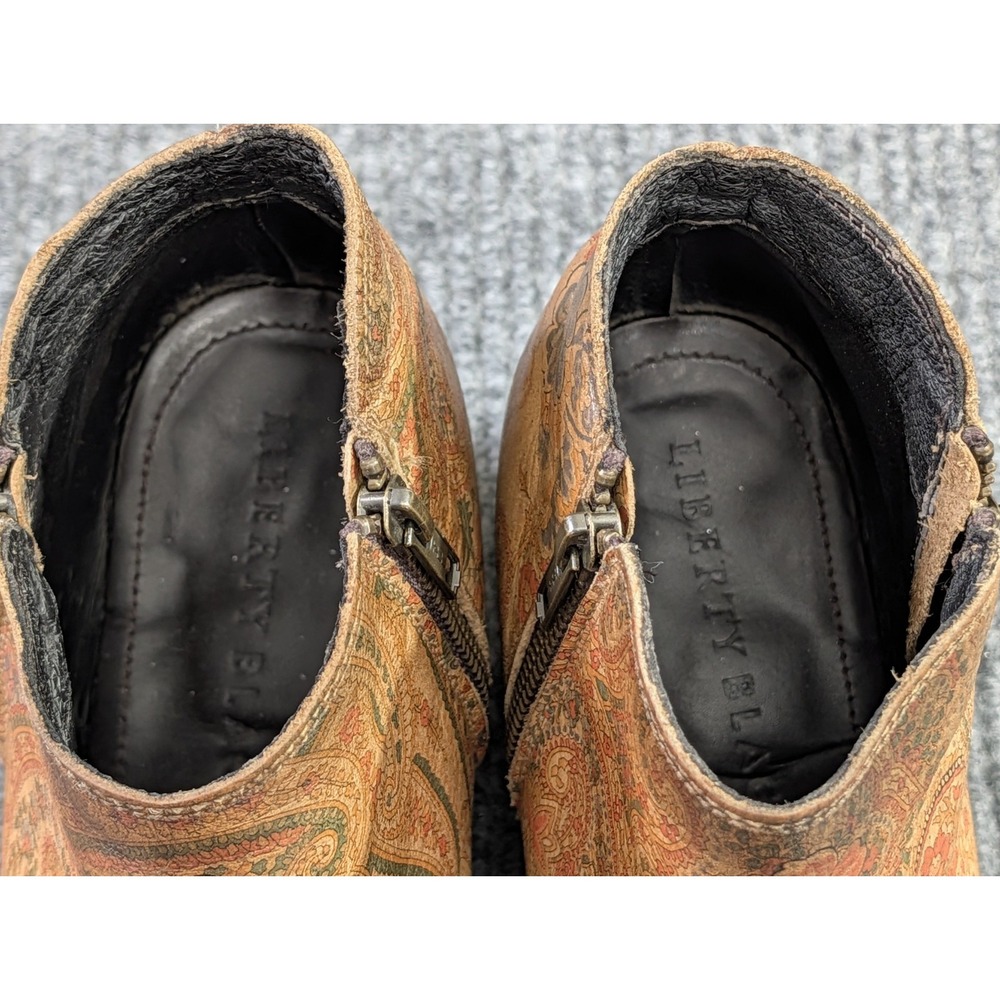 Liberty Black Western Ankle Boots Womens 11 Tan Paisley Western Cowgirl‎ Boho - Picture 8 of 10